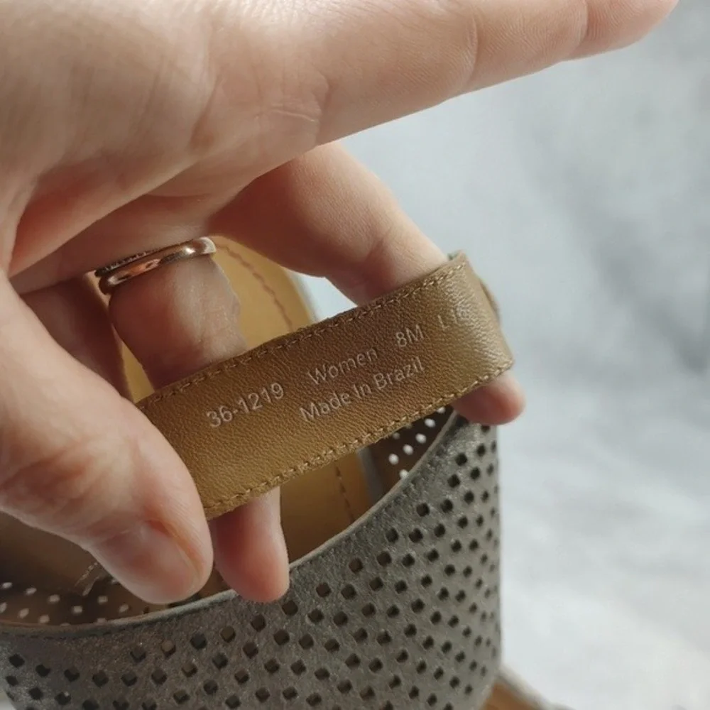 Trask Phoebe Wedge‎ Sandal Metallic Bronze Tan Size 8 Leather Upper 3